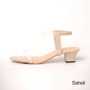Clear Elegance Mid-Heel Sandals - Beige - Image 2