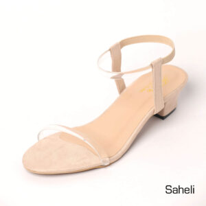 Clear Elegance Mid-Heel Sandals - Beige - Image 1