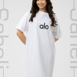 Alo Signature Tee Dress - White - Image 1