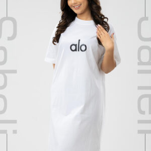 Alo Signature Tee Dress - White - Image 2