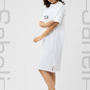 Alo Signature Tee Dress - White - Image 4