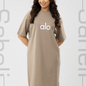 Alo Signature Tee Dress - Brown - Image 4