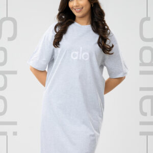 Alo Signature Tee Dress -Ash - Image 3