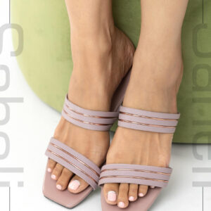 Velvet Band Slide Sandals - Pink - Image 1