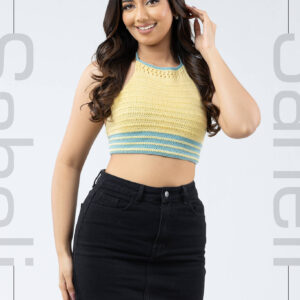 Ombre Horizon Knit Crop - Yellow - Image 1