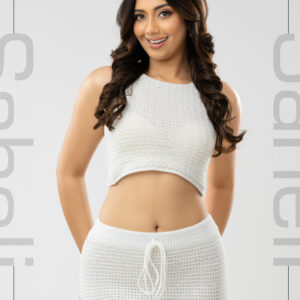 Textured Sleek Knit Co-Ord Set - White - Image 2