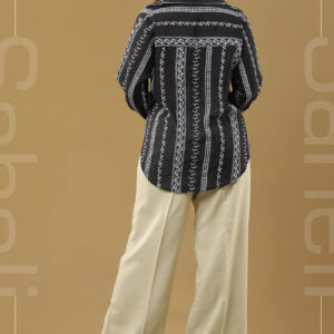 Vintage Threadwork Button-Down Shirt - Black - Image 2